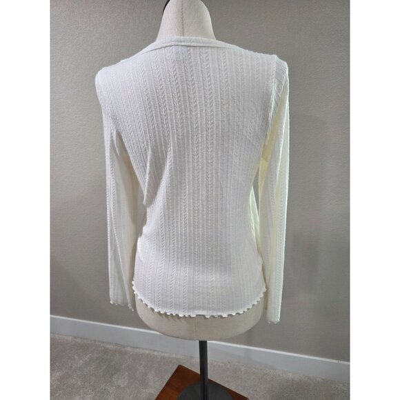 Old Navy White Ribbed Button-Front Cardigan Long Sleeve Womens Size L - Picture 3 of 5